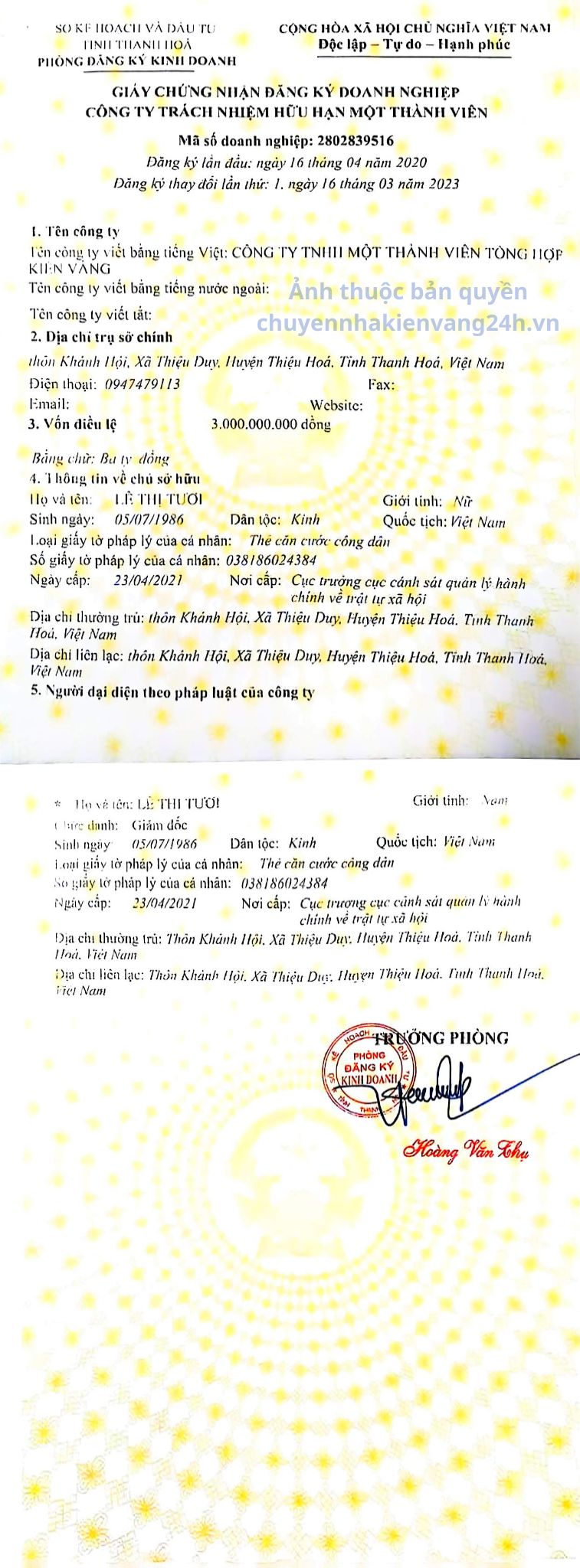 Giấy phép kinh doanh công ty